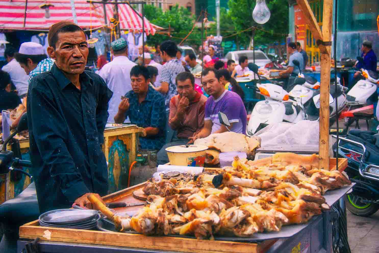 Meat vendor, Kashgar night market