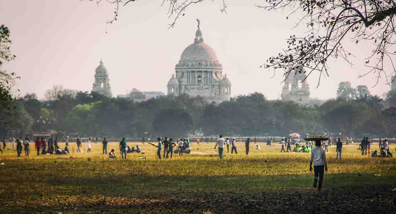 The Victoria Memorial seen across the open Maidan